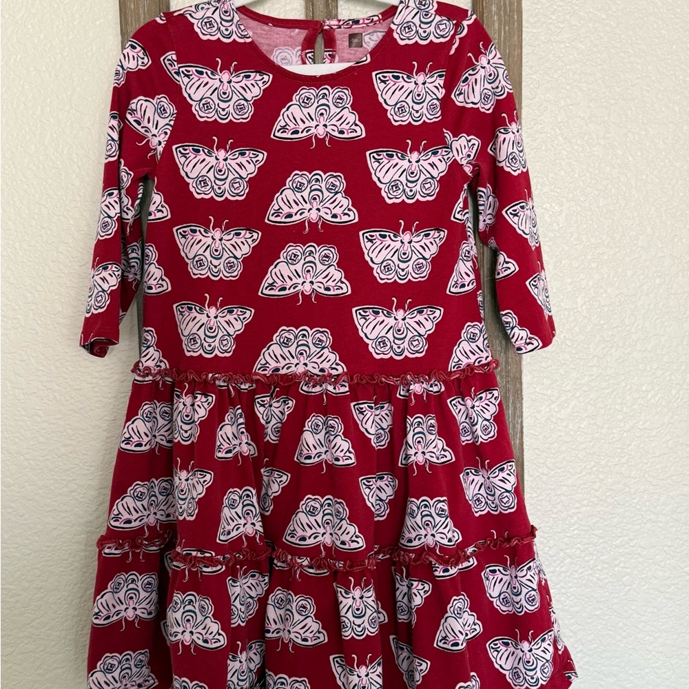 Tea Collection Red Butterfly Print Dress